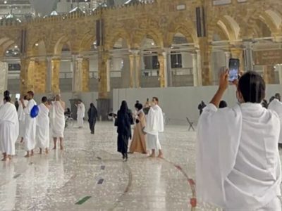 آبگرفتگی در مسجدالحرام پس از بارش باران