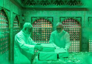 مضجع نورانی امام رضا (ع) غبارروبی شد